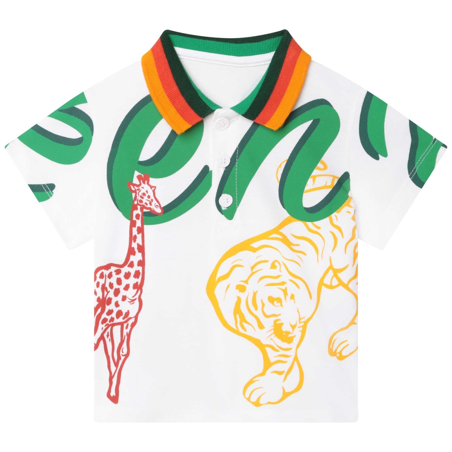 男婴白色印花棉Polo衫