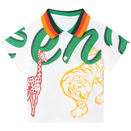 男婴白色印花棉Polo衫