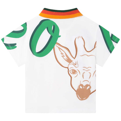 男婴白色印花棉Polo衫