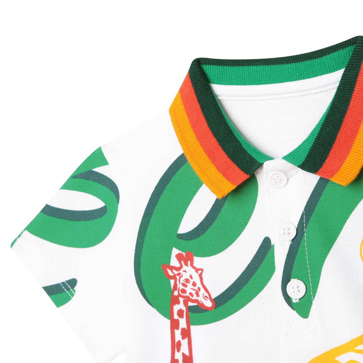 男婴白色印花棉Polo衫