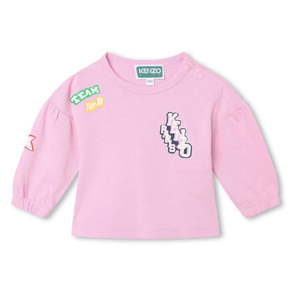 女婴粉色Logo棉T恤