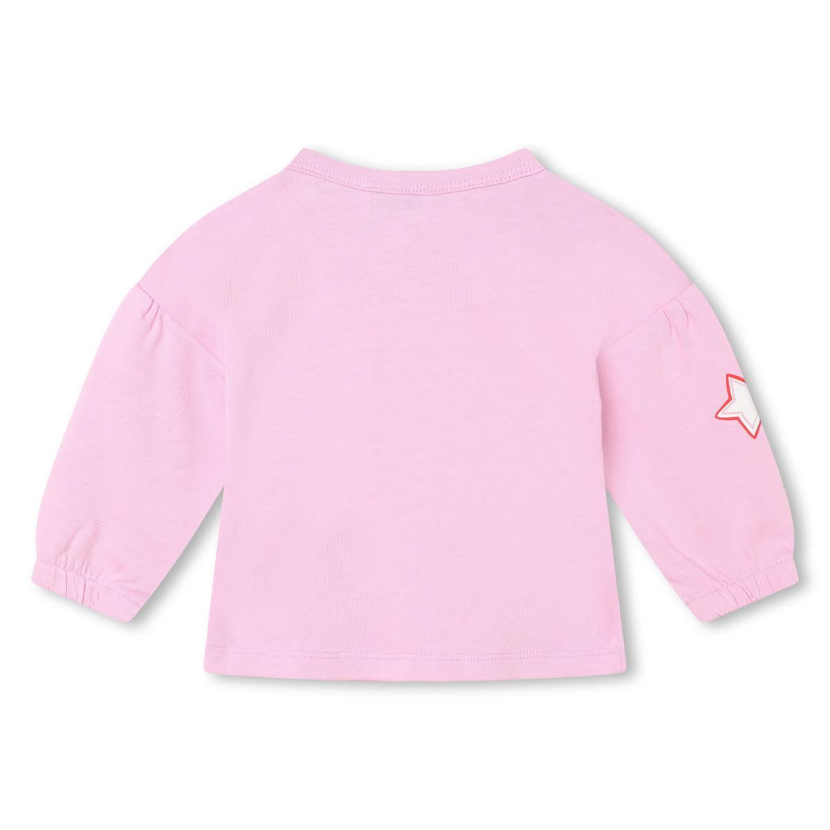 女婴粉色Logo棉T恤
