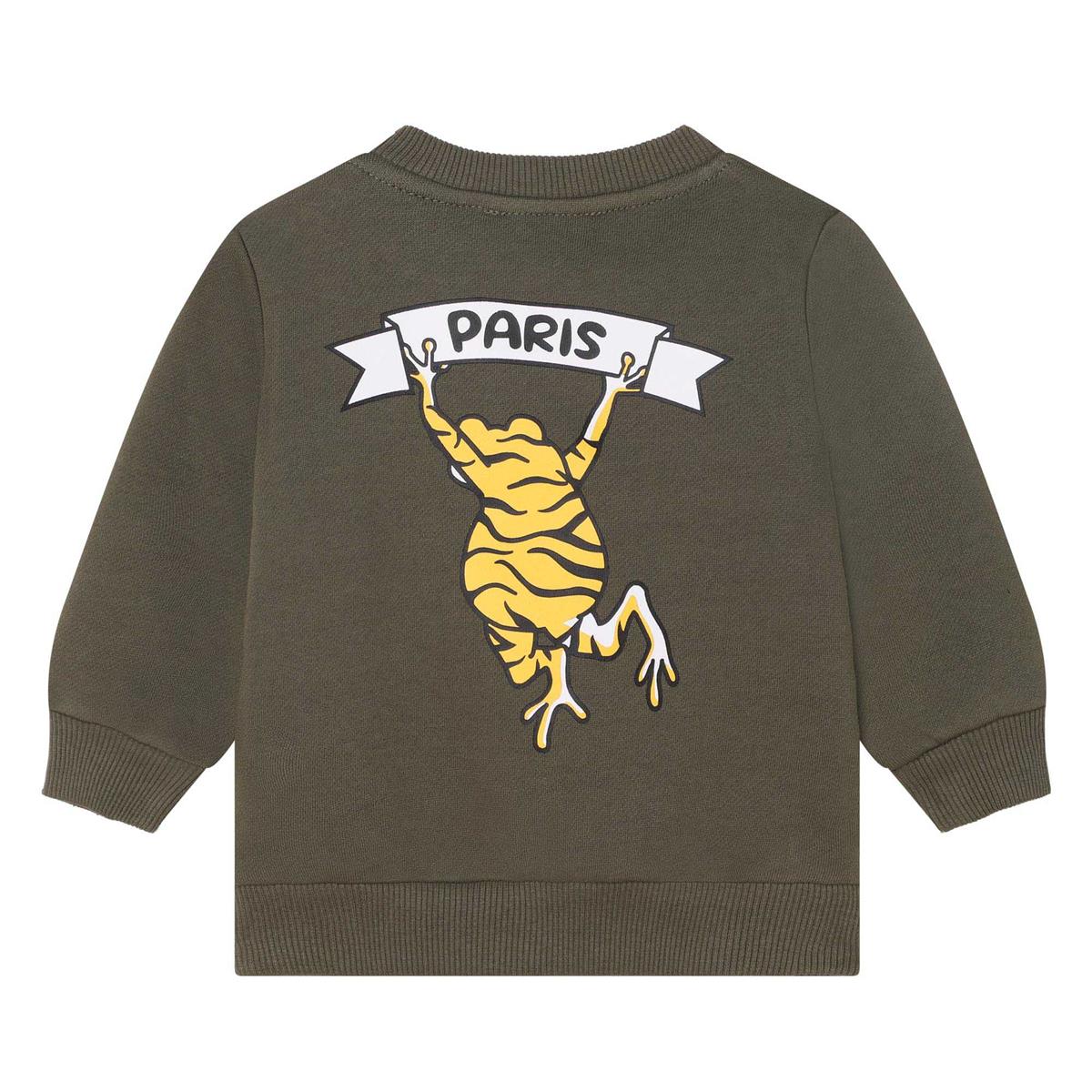 男婴深绿色印花棉卫衣