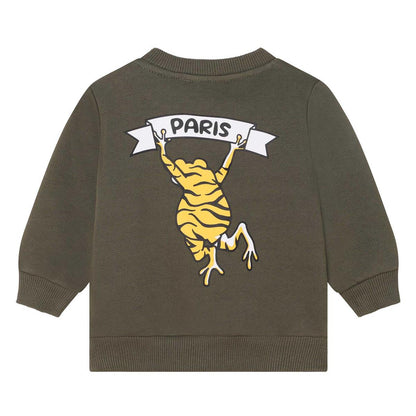 男婴深绿色印花棉卫衣