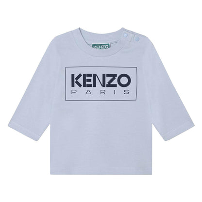 男婴浅蓝色Logo棉T恤