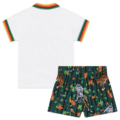 男婴白色Logo棉套装