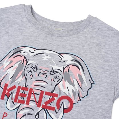 Girls Grey Elephant Cotton Dress