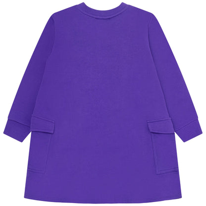 女童紫色虎头棉连衣裙
