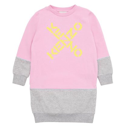 女童粉色Logo卫衣连衣裙