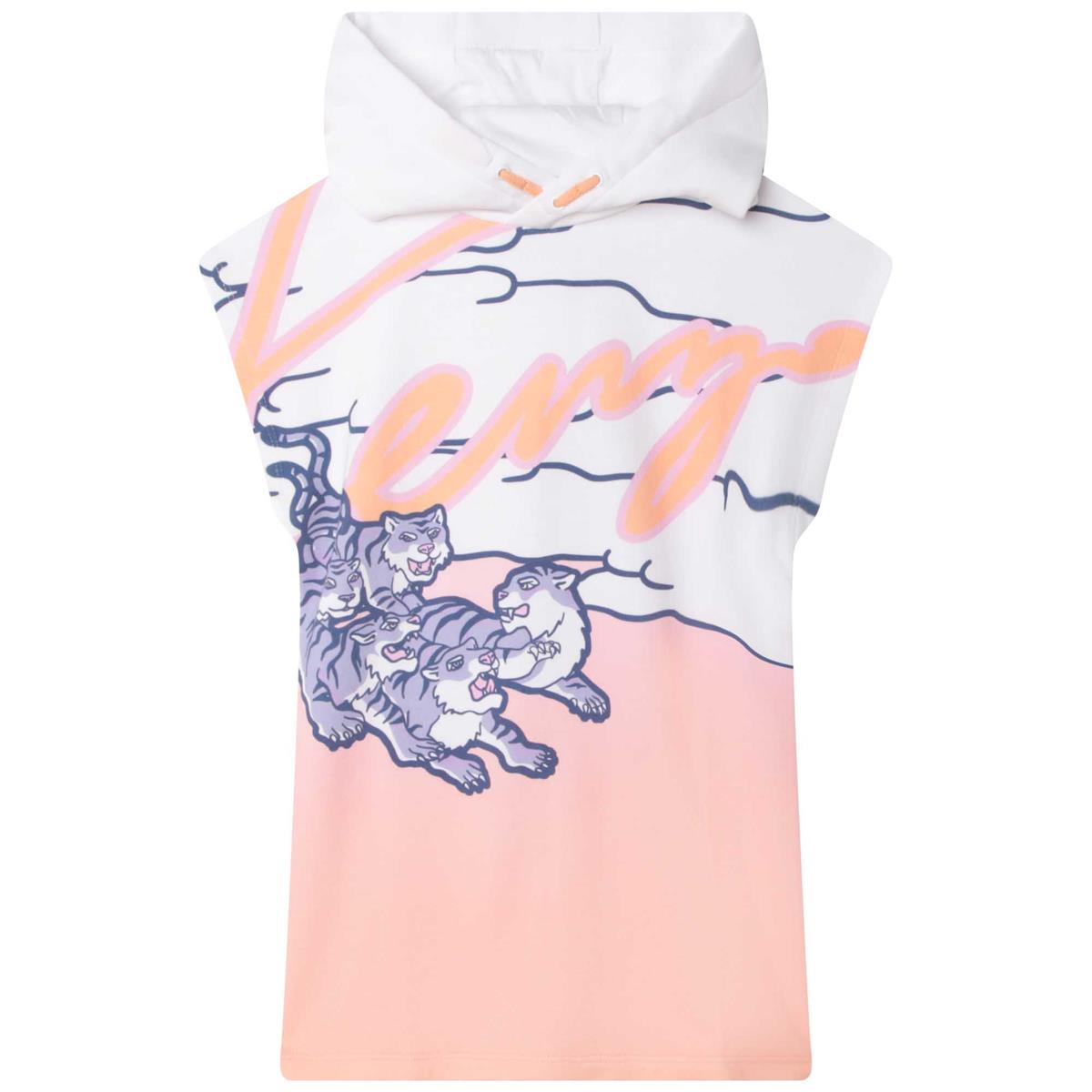 女童白色连帽连衣裙