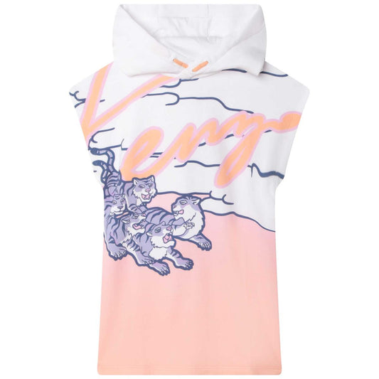 女童白色连帽连衣裙