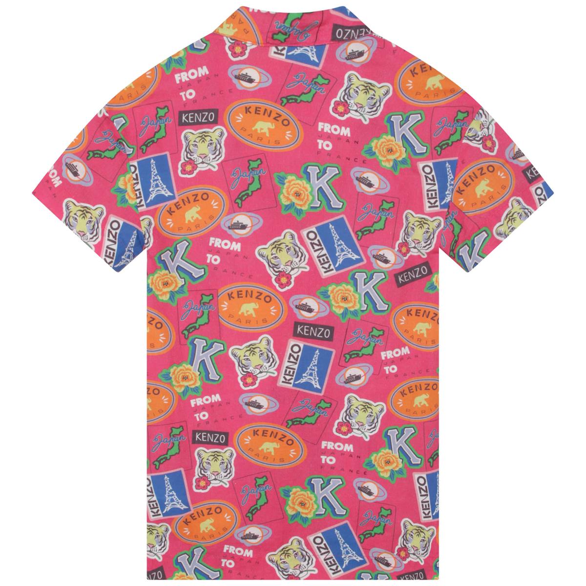 女童粉色印花连衣裙