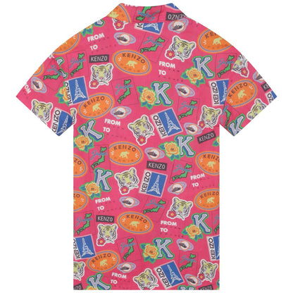 女童粉色印花连衣裙