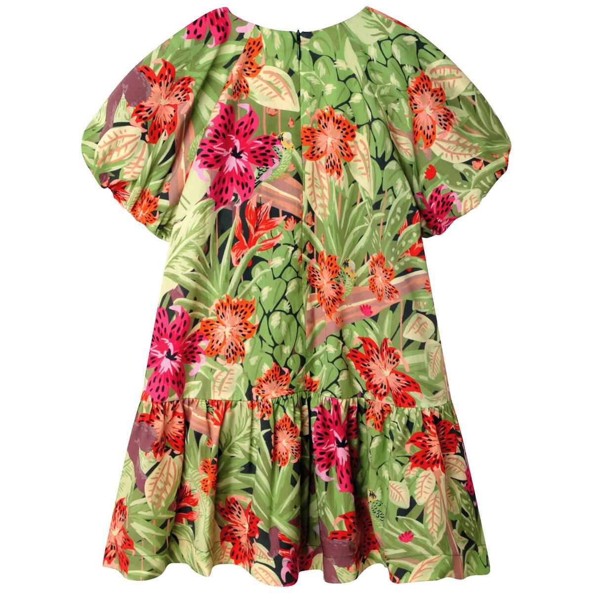 女童绿色花朵连衣裙