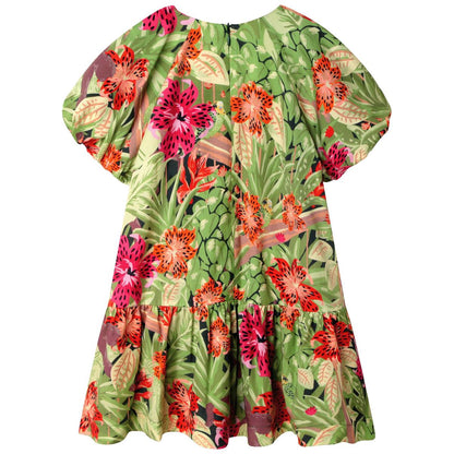 女童绿色花朵连衣裙