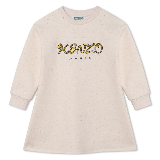 女童米色Logo棉连衣裙