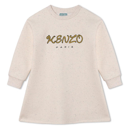 女童米色Logo棉连衣裙