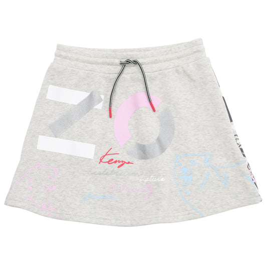 女童米色Logo棉短裙