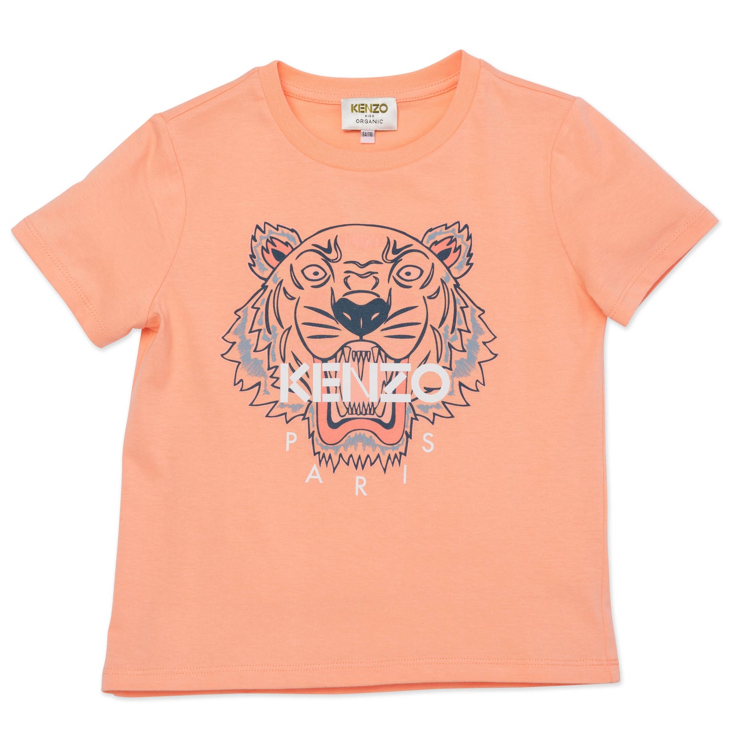 Girls Orange Tiger Cotton T-Shirt