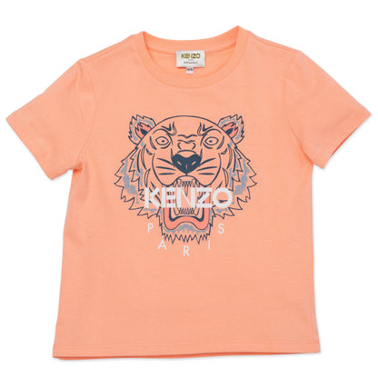 Girls Orange Tiger Cotton T-Shirt