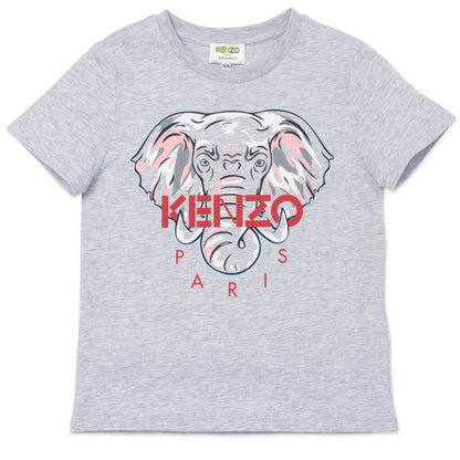 Girls Grey Elephant Cotton T-Shirt