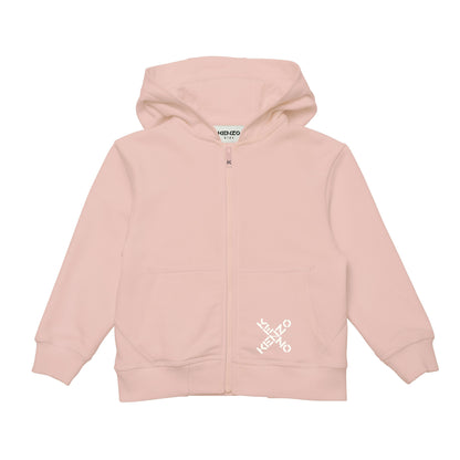 女童粉色Logo连帽拉链上衣