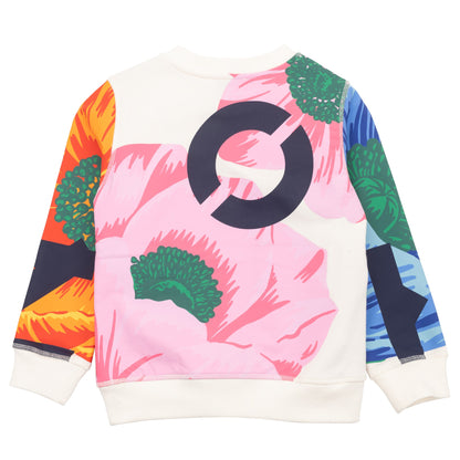 女童象牙白印花棉卫衣