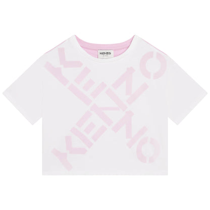 女童白色Logo棉T恤