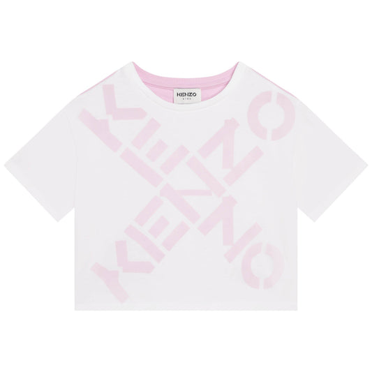 女童白色Logo棉T恤