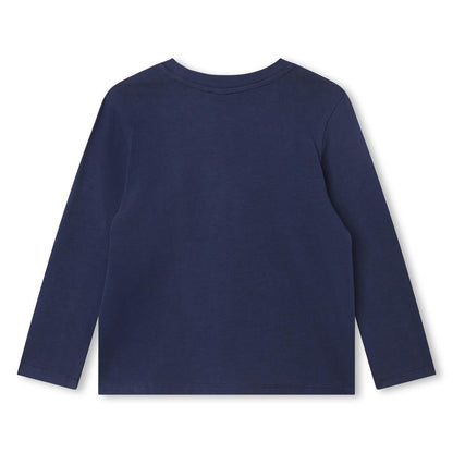 女童蓝色印花棉T恤