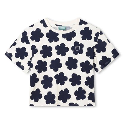 女童白色花朵棉T恤