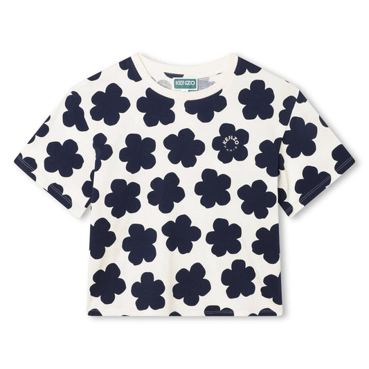 女童白色花朵棉T恤