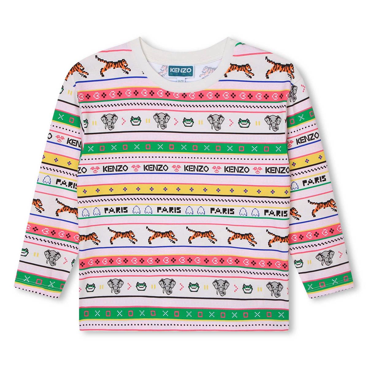 女童米色Logo棉T恤