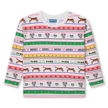 女童米色Logo棉T恤