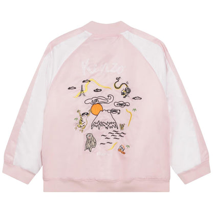 女童粉色拉链夹克