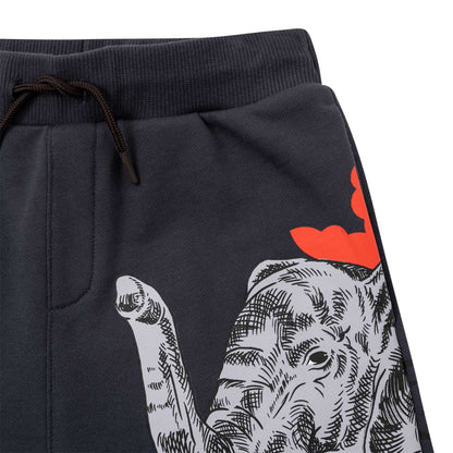 男童深灰色印花棉长裤