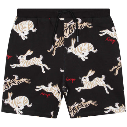 男童黑色印花棉短裤