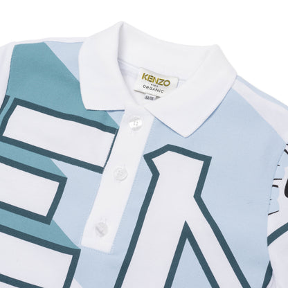 男童白色Logo棉Polo衫