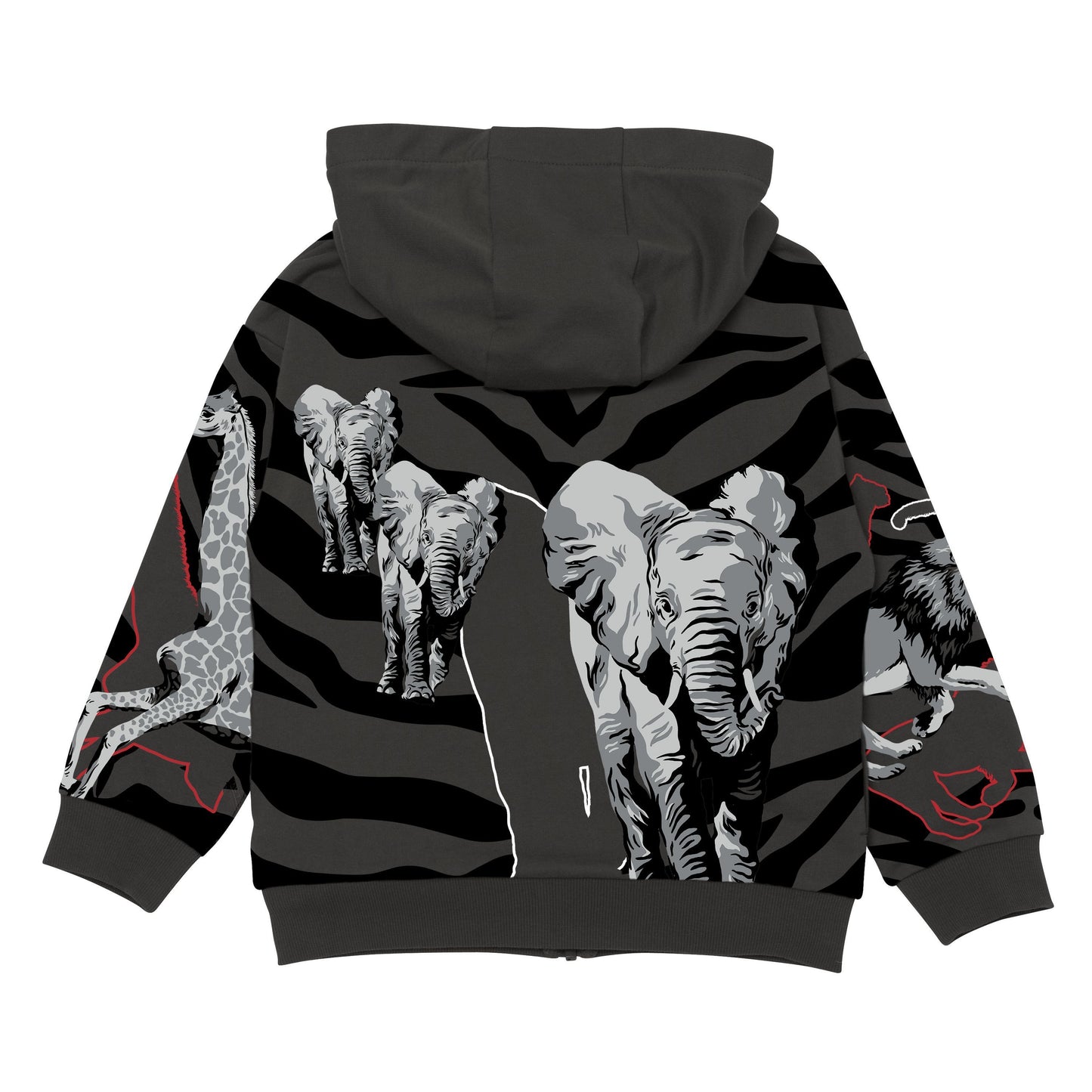 男童深灰色印花拉链上衣