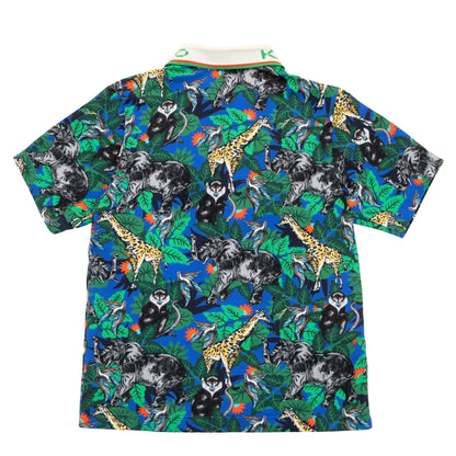 男童绿色印花棉Polo衫