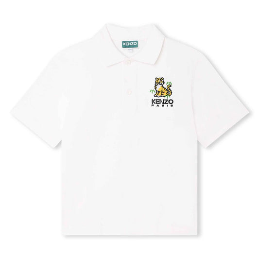 男童白色棉Polo衫