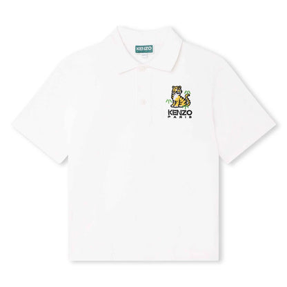 男童白色棉Polo衫