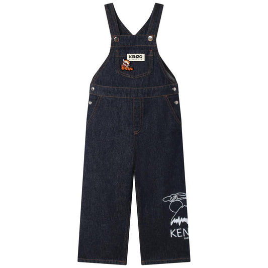 女童蓝色牛仔连体裤