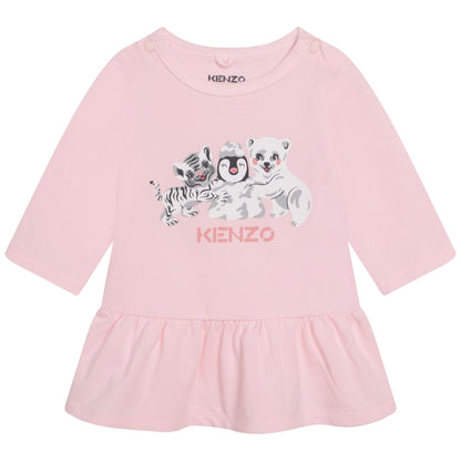 女婴粉色印花连衣裙