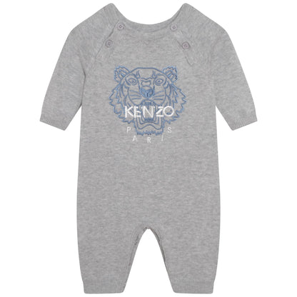 男婴灰色虎头棉连体衣