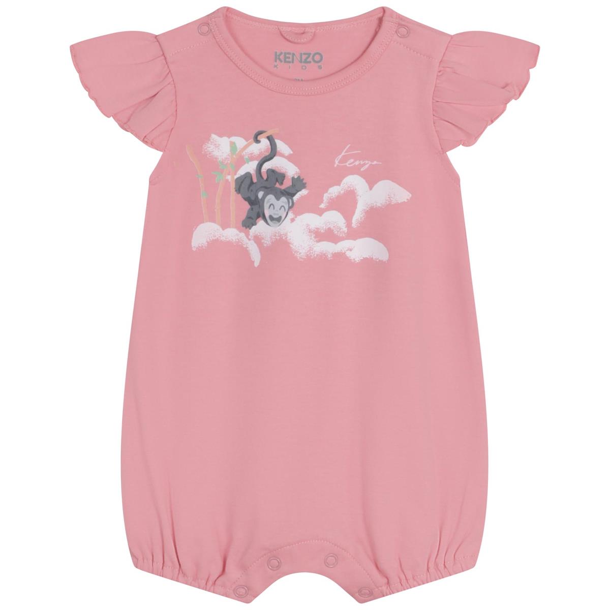 女婴粉色印花连体衣