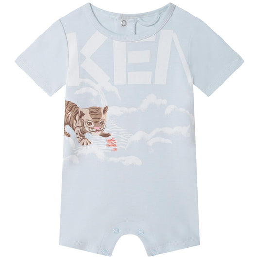 男婴蓝色Logo棉连体衣