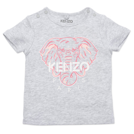 Baby Girls Grey Elephant Cotton T-Shirt