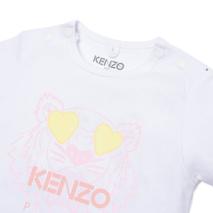 Baby Girls White Tiger Cotton T-Shirt