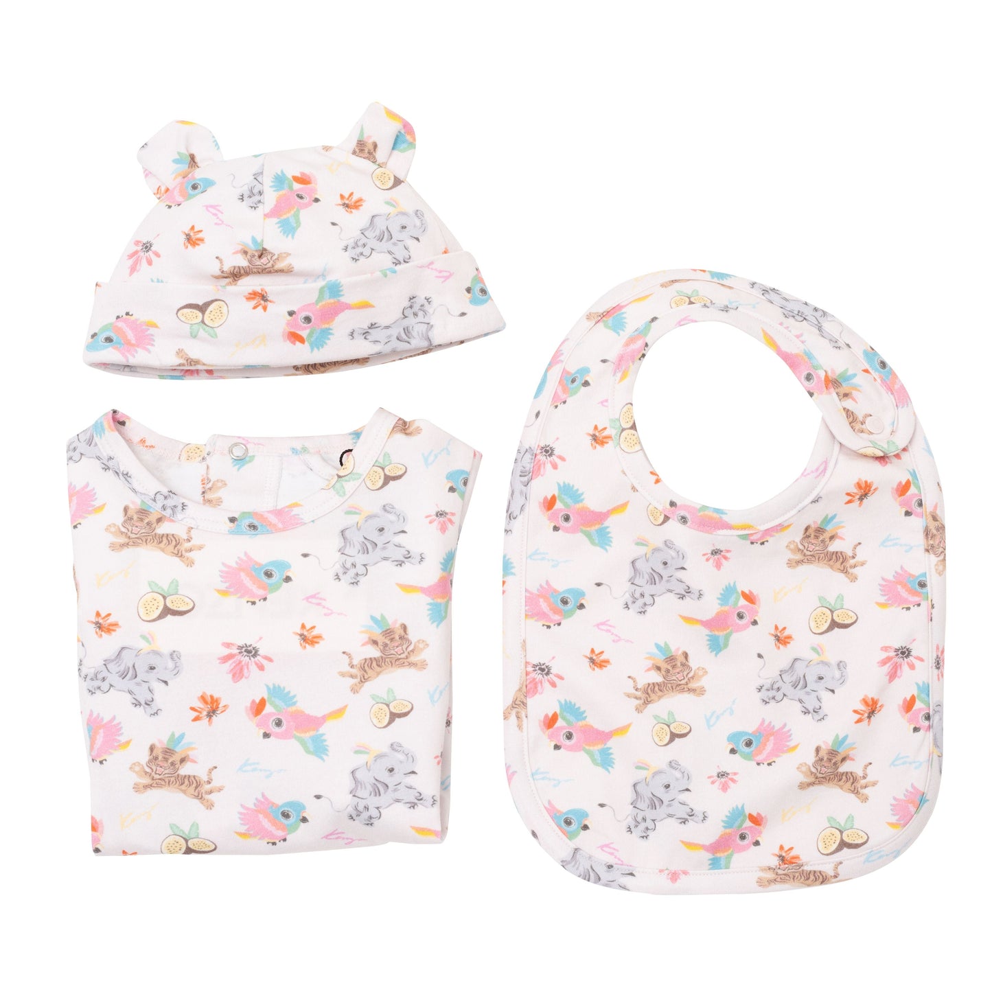 婴儿粉色棉连体衣套装 (3件)